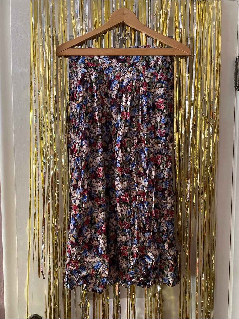 Sezane Pleated Floral Midi Skirt with Slit
